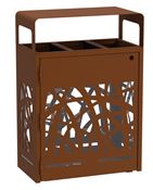 Cybel 3x60L Corten steel recycling bin with rectangular openings