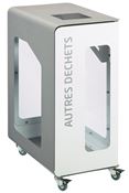 90L wheeled recycling bin with Vigipirate security alert for other waste, white Cubatri