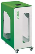 90L glass Cubatri white recycling bin with wheels (Vigipirate security alert)