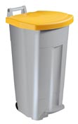 90 L gray kitchen sorting bin with yellow lid