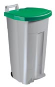 90 L gray kitchen sorting bin with green lid
