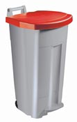 90 L gray kitchen sorting bin with red lid