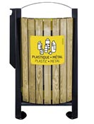 Trash bin ashtray Rossignol wood 2 flow plastic metal