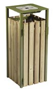 Outdoor trash timber with ashtray Rossignol 110L olive green