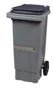 Waste container 2 wheels 80 Liters gray bar ventral