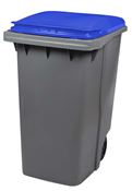 2 wheel waste container 340 liters blue lid front socket