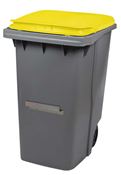 2 wheels roll container lid 340 L yellow ventral bar