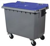 Roll container Rossignol 4 wheels 660 liters blue front socket