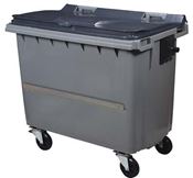 4 wheels rolling container lid 660 liters gray bar ventral