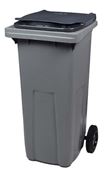 2 wheel waste container 120 liters gray front socket