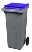 2 wheel waste container 120L blue front socket