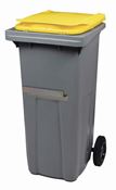 2 wheel waste container 120 liter yellow lid ventral bar