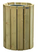 Outdoor wooden trash Rossignol 20 L round wall