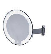 bright round magnifying mirror JVD cosmos black flat arm