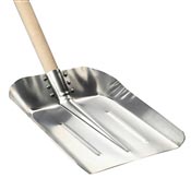 Aluminum snow shovel with wooden handle
