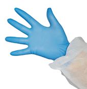 Powder-free blue nitrile vinyl glove per 100