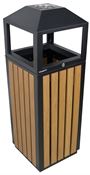 Outdoor trash wood and square steel 90 liters with lock