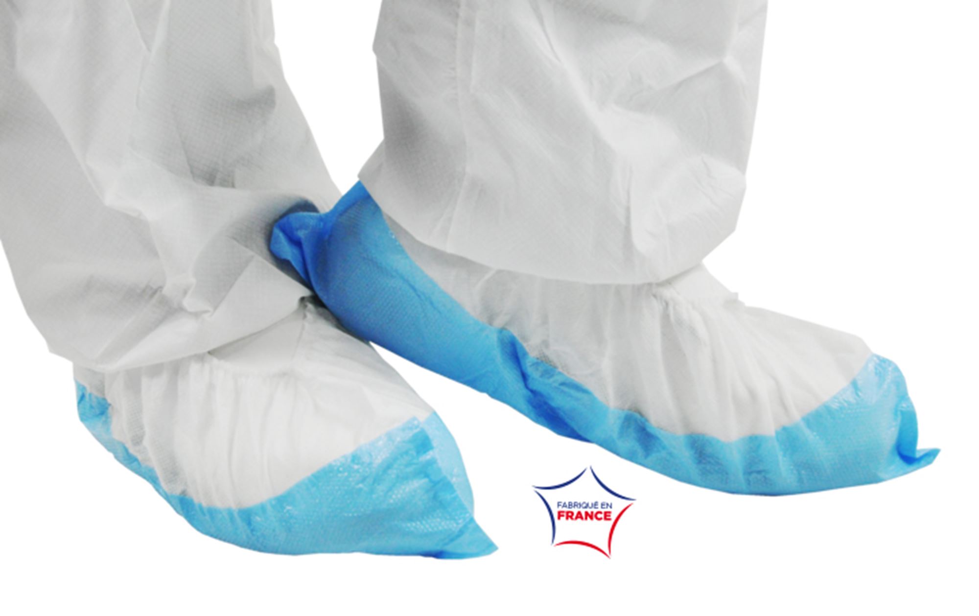 Disposable overshoe with blue plastic sole 400