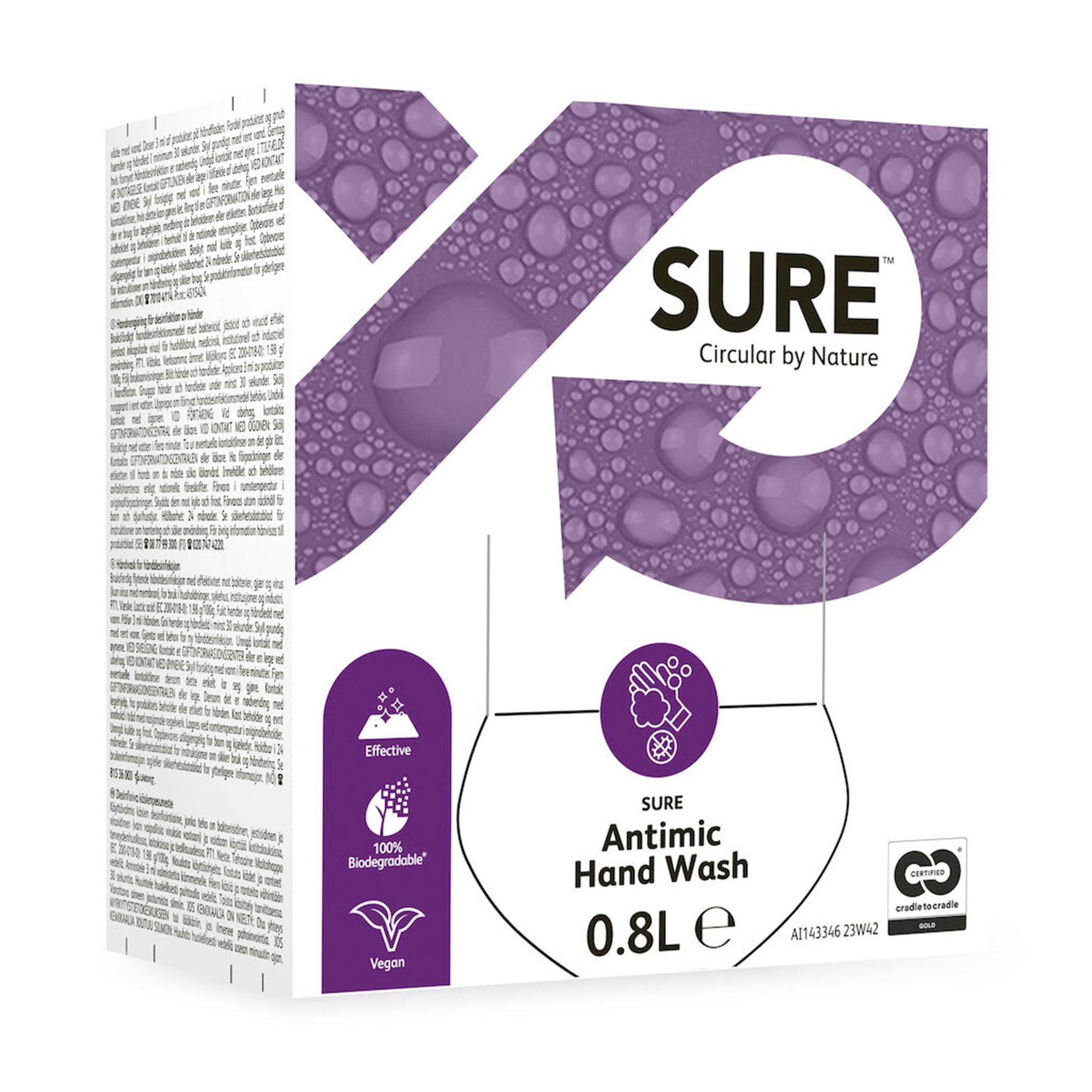 Sure Antibac Hand Wash Free Disinfectant Soap 6x800ml