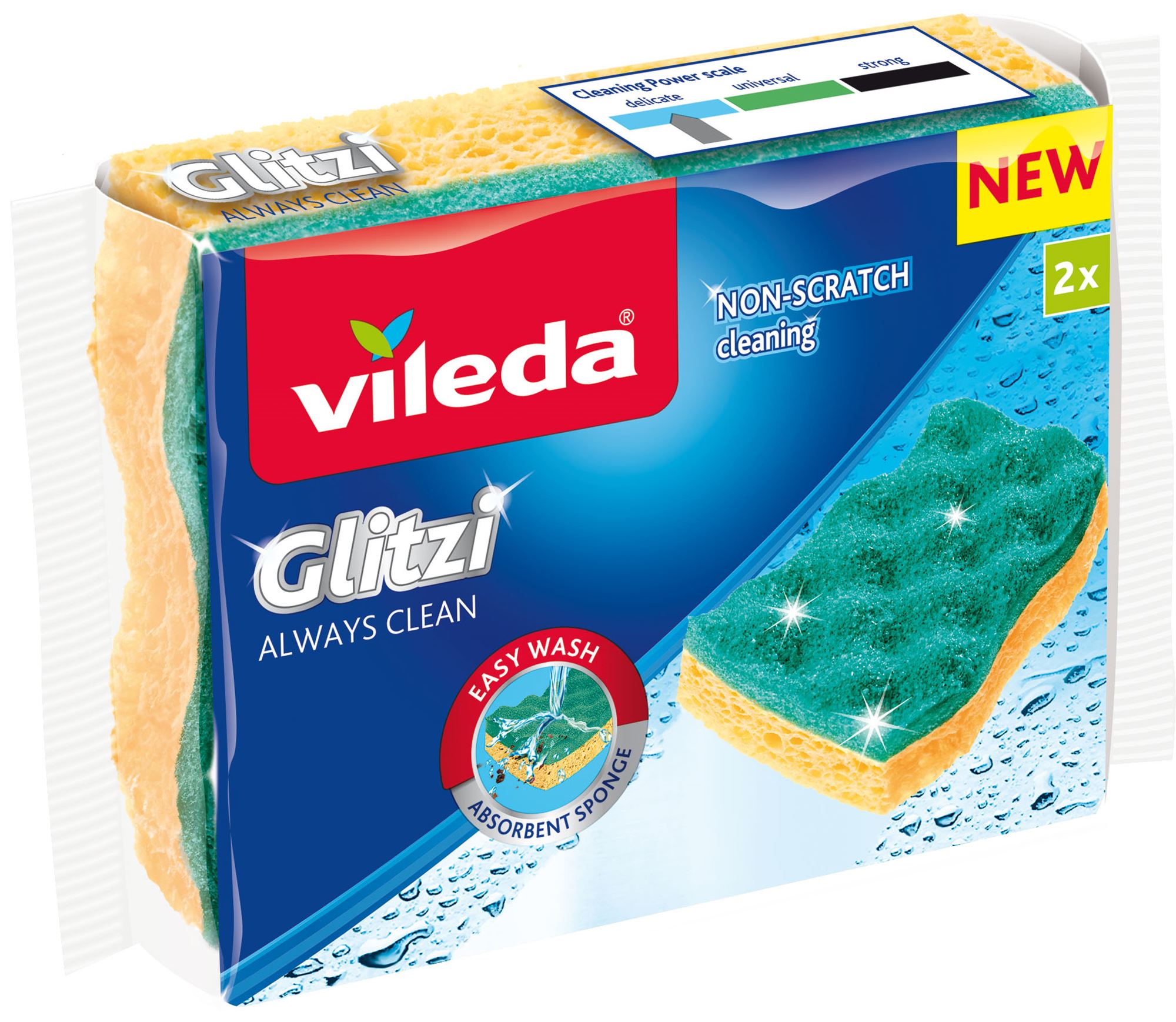 Gelb/Grün Vileda Glitzi Always Clean 2 Schleifschwämme
