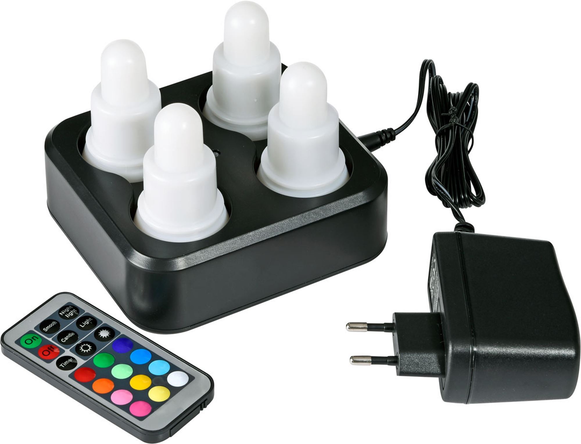 4 bougies led rechargeables multicolore - Voussert