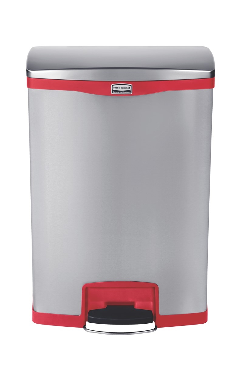 Garbage Rubbermaid Slim Jim 90L gray and red