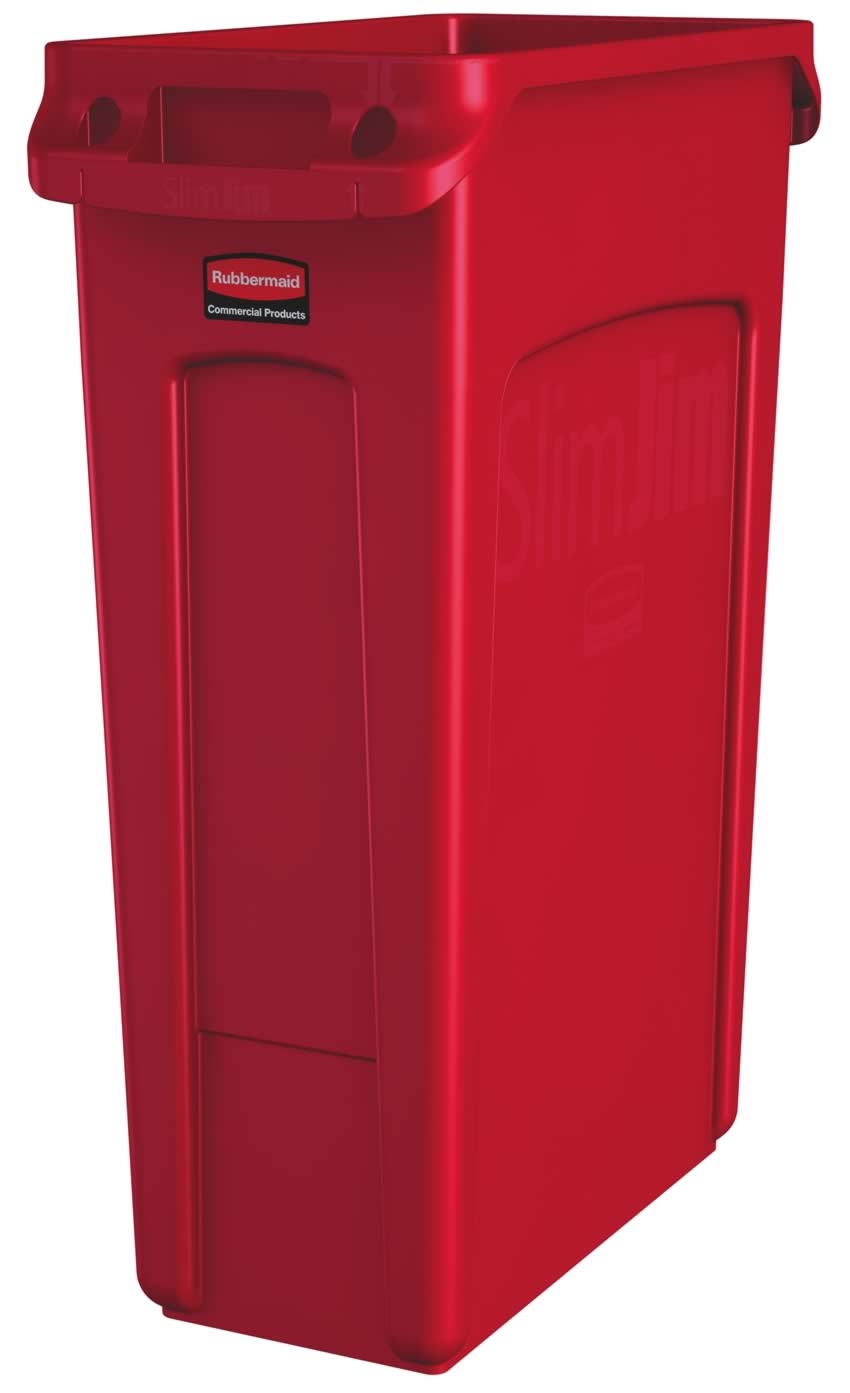 Collecteur Slim Jim Rubbermaid Rouge 87 L avec conduits d'aération