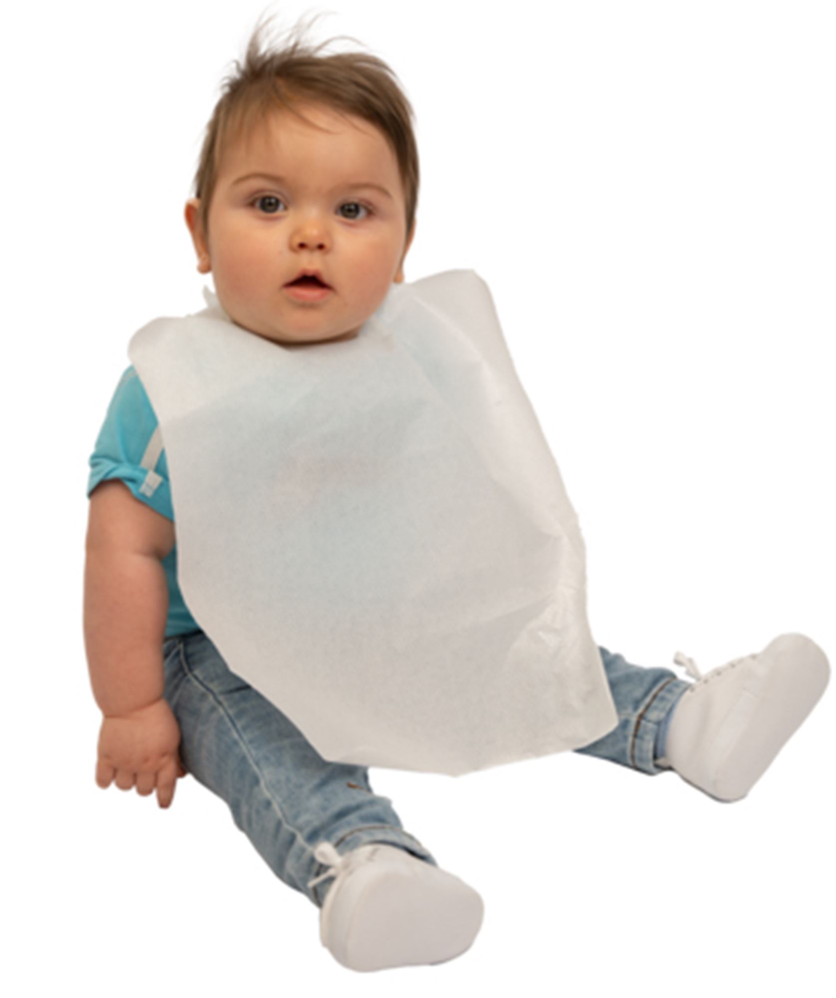 Disposable baby bib white wadding 24gr/m2 small model 1000