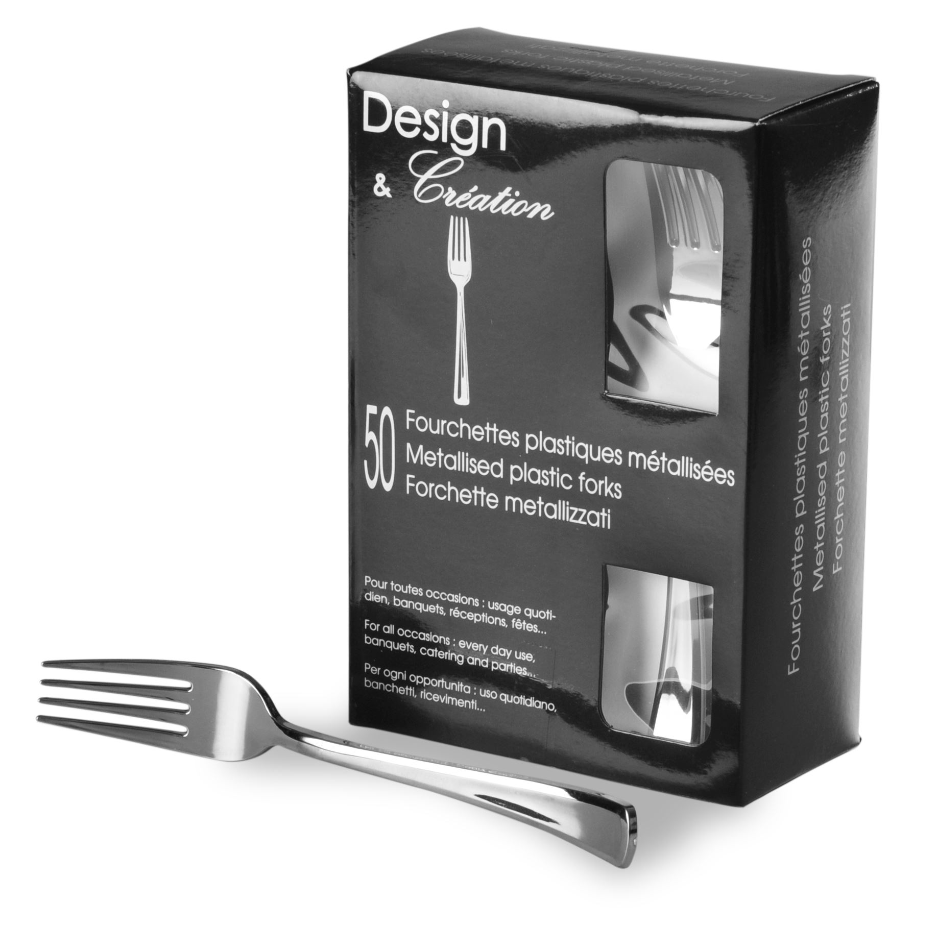 Disposable fork 190 mm metallic appearance package 500
