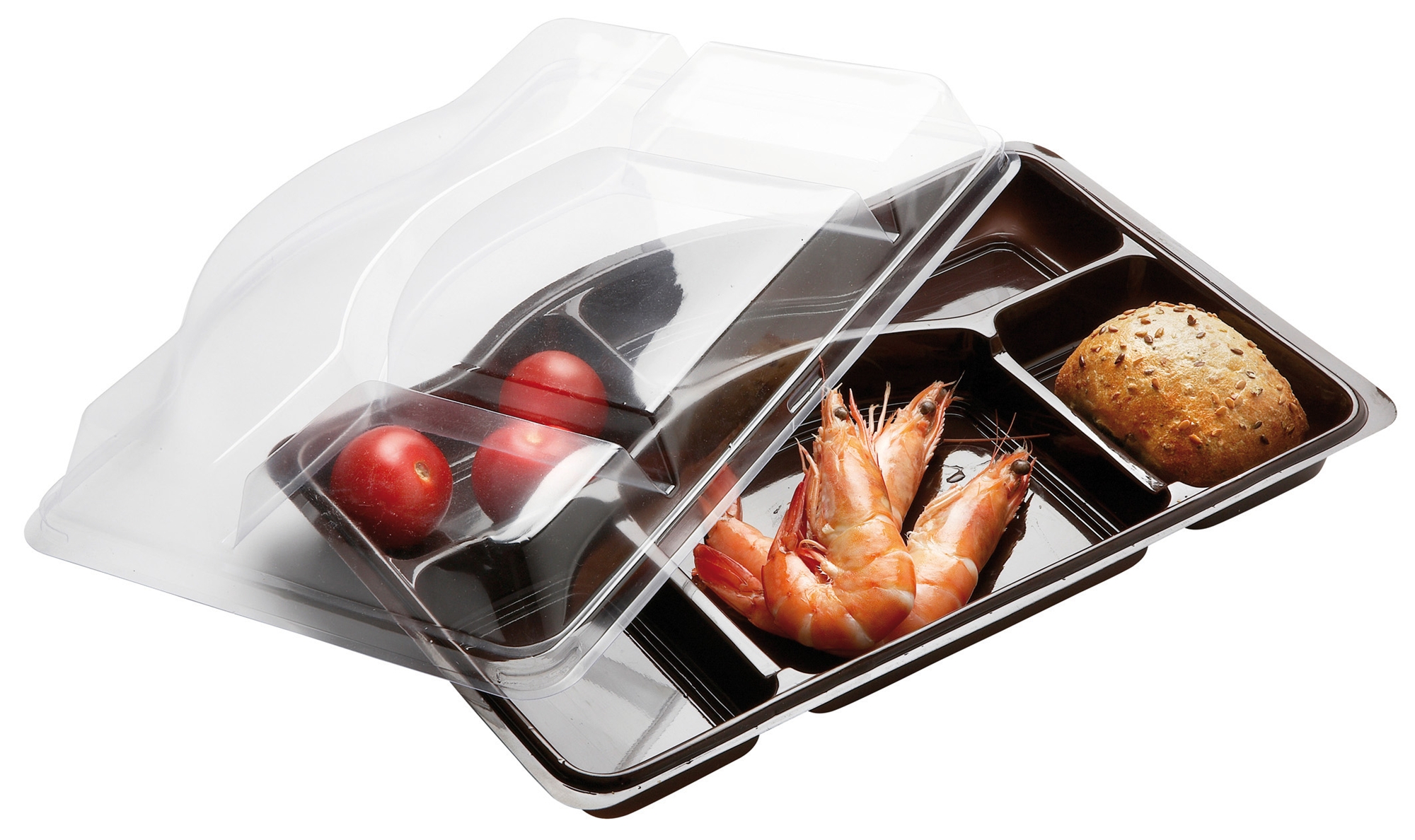 Disposable food tray with 5 compartments