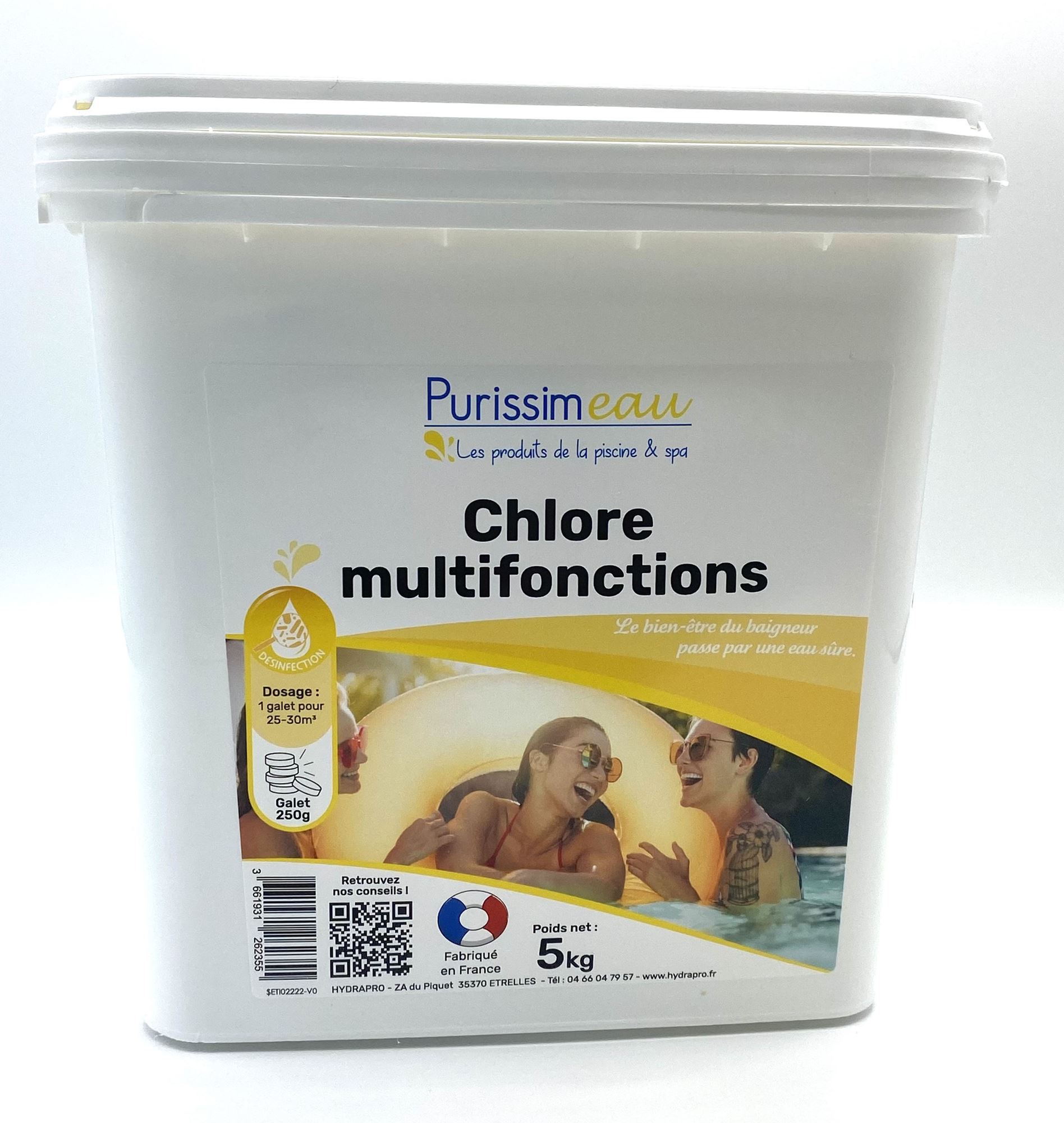 Galet multi fonctions chlore floculant algicide piscine 5 kg