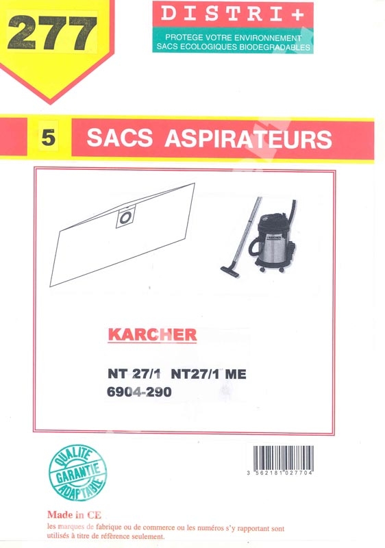 Kit sacs en papier Karcher pour aspirateurs NT 27/1 et NT 27/1 Me