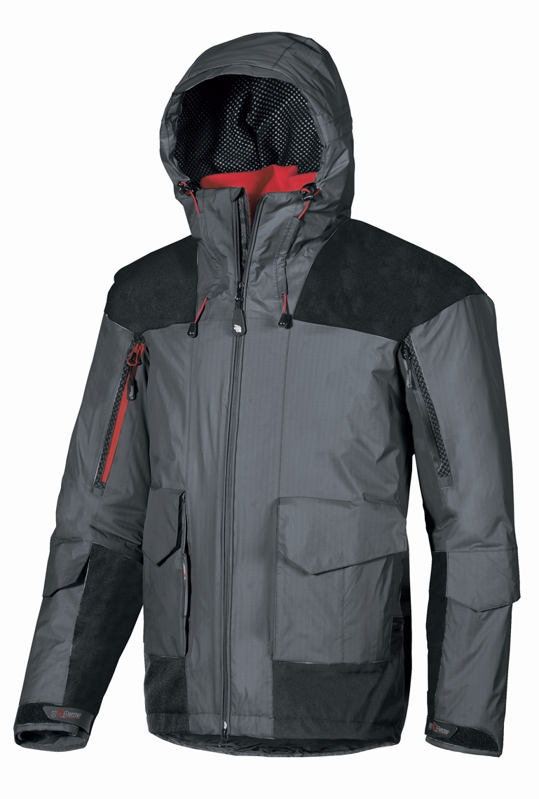 Gray construction site raincoat jacket