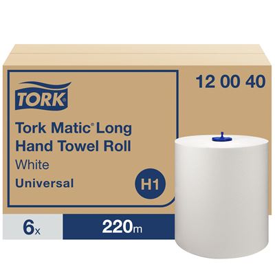 Tork Matic long roll hand towels H1 white, pack of 6