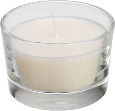Duni white glass jar candle Ibiza diam 85 mm by 12