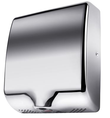 Hand dryer air pulse shiny stainless steel silencer