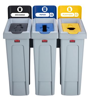 Slim Jim 3 flow selective sorting bin black, blue and yellow