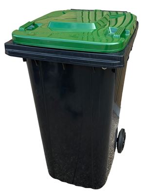 240L green 2-wheeled rubbish container