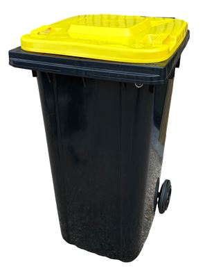 240L yellow 2-wheeled rubbish container