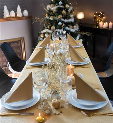 Disposable Christmas paper tablecloth Gold 1.20 x 5 m