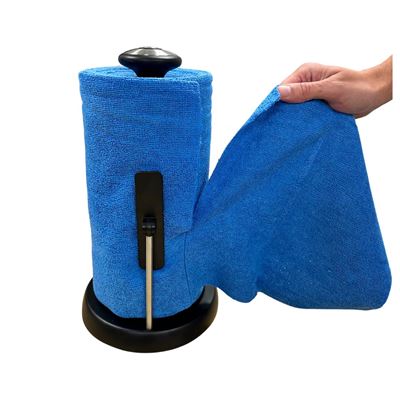 Floor-standing dispenser for microfiber rolls