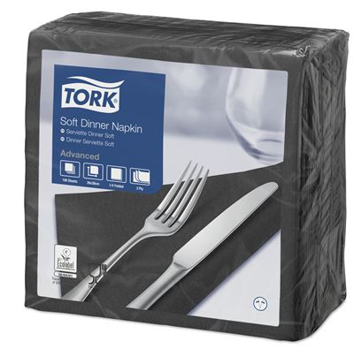 Tork black paper napkin 39x39 3 ply package of 1200