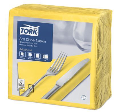 Tork yellow paper napkin 39x39 3 ply package of 1200