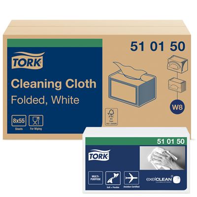 White non-woven Tork Premium 510 cardboard 8 x 55 cloth wipes