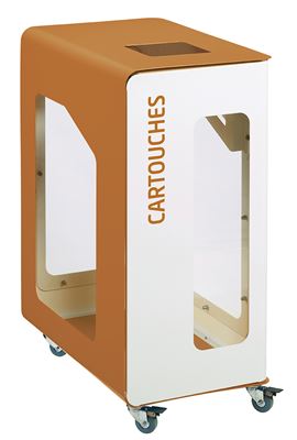 Vigipirate-era 90L wheeled recycling bin with white Cubatri cartridges