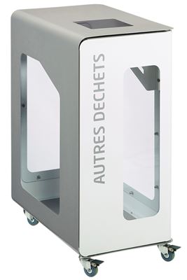 90L wheeled recycling bin with Vigipirate security alert for other waste, white Cubatri