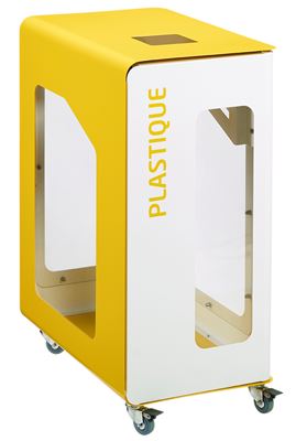 90L white plastic Cubatri wheeled recycling bin (Vigipirate security alert)