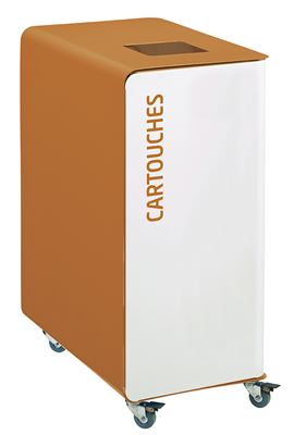 90L wheeled recycling bin with white Cubatri cartridges