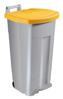 90 L gray kitchen sorting bin with yellow lid