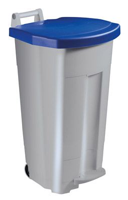 90 L gray kitchen sorting bin with blue lid